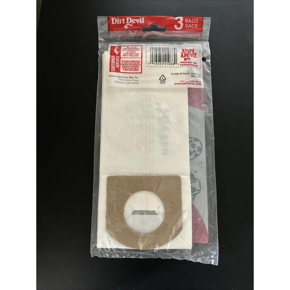 New Genuine Dirt Devil Type G Vacuum Bags 3 Pack Fits All Corded Hand Vac Models